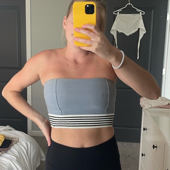 Topshop Tops - Topshop Blue Strapless Top